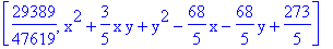 [29389/47619, x^2+3/5*x*y+y^2-68/5*x-68/5*y+273/5]